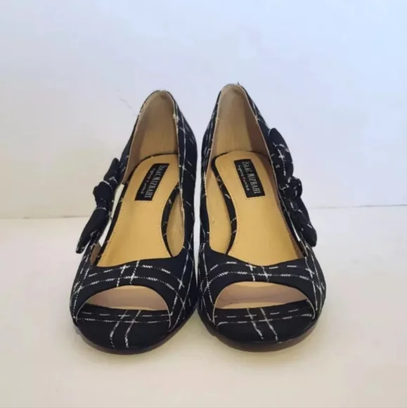 Vintage Y2K Isaac Mizrahi Black White Plaid Serena Pumps 3" US 8 - Picture 3 of 9